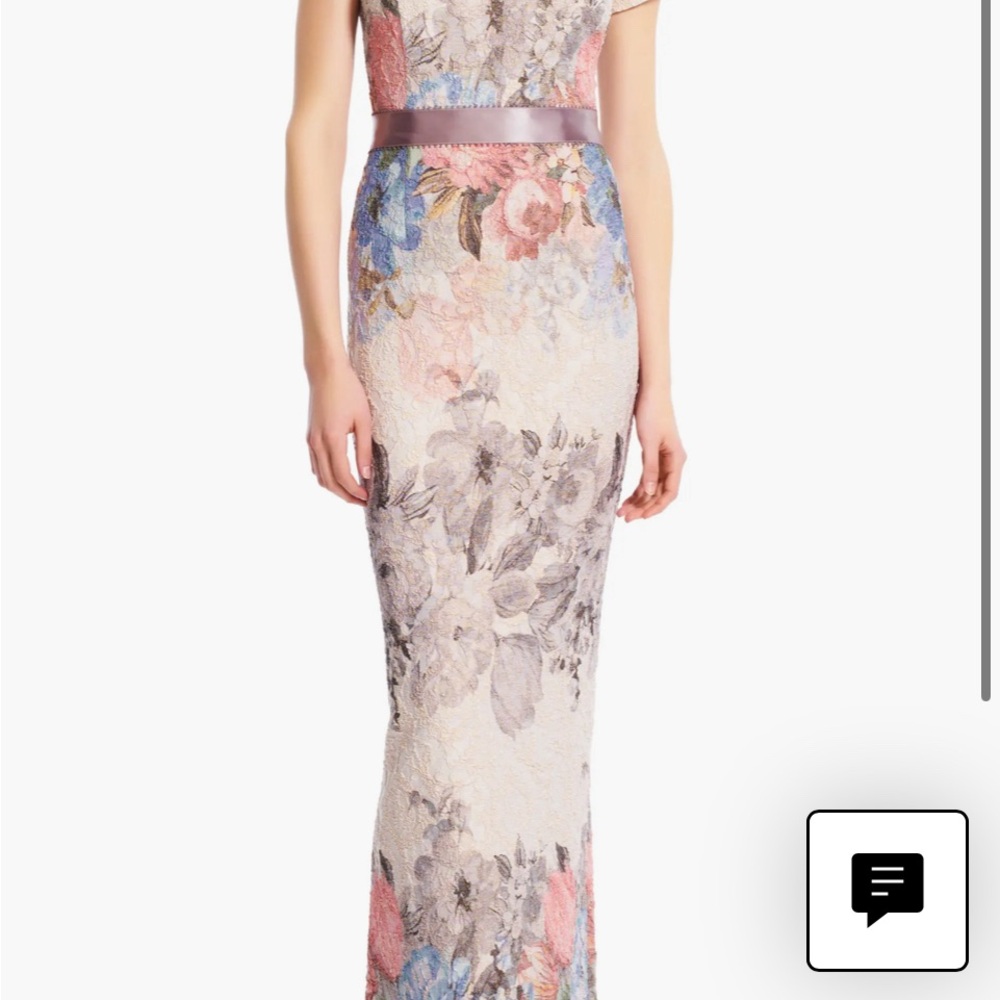Adrianna Papell blush floral column Maxi Dress Mother of the Bride wedding